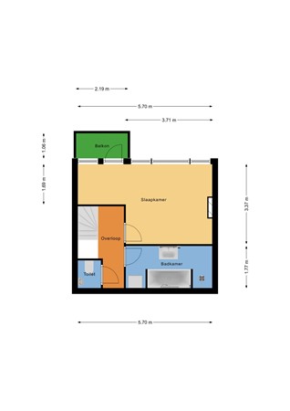 Floorplan - Schieweg 216C02, 3038 BN Rotterdam